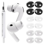 Seltureone 6 Pairs Covers for AirPods Pro 3 Ear Tips with Cleaning Kit, Scratch Resistant Anti Slip Sport Grip Earbud Covers for AirPods Pro 3rd Generation 2025 - White/Transparent/Black
