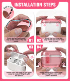 Seltureone Compatible with AirPods Pro 3 Case 2025 with Lock, Shockproof TPU Case Cover with Keychain and Cleaning Kit for Airpods Pro 3rd Generation Case Cute Girly-Pink