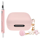 Seltureone for Anker Soundcore P30i Case Cute with Cherry Blossom Keychain and Cleaning Kit, Shockproof Soft Silicone for Anker Soundcore P30i Case Cover - Pink